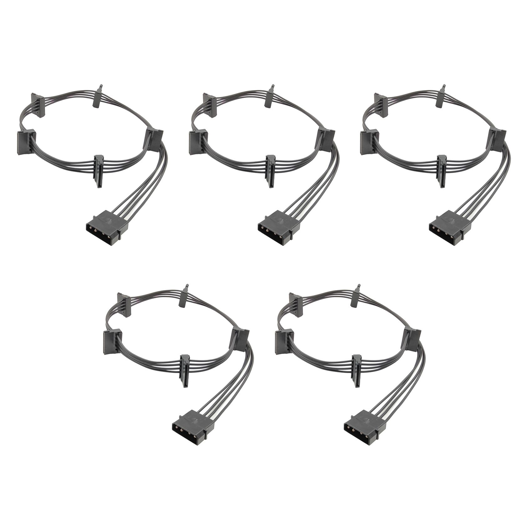 5PCS 4Pin IDE to SATA Cable 1 to 5 Hard Drive Power Supply Splitter Cable Male to Female 18AWG for PC DIY