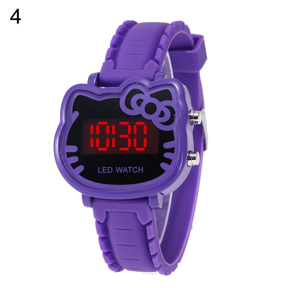 Cute Hello Kitty LED Digital Electric Silicone Band Wrist Watch Kids Girls Gift
