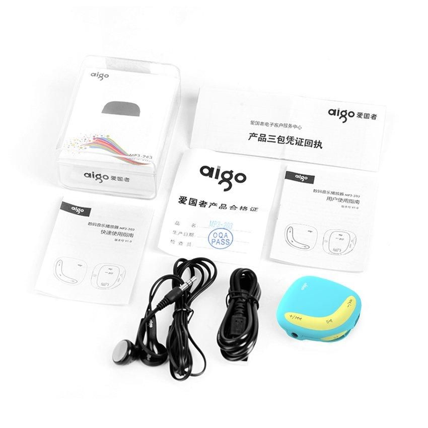 Aigo Authentic Aigo MP3 Player 203 Macaroon Color Back Clip Design Portable Pebbles Shape