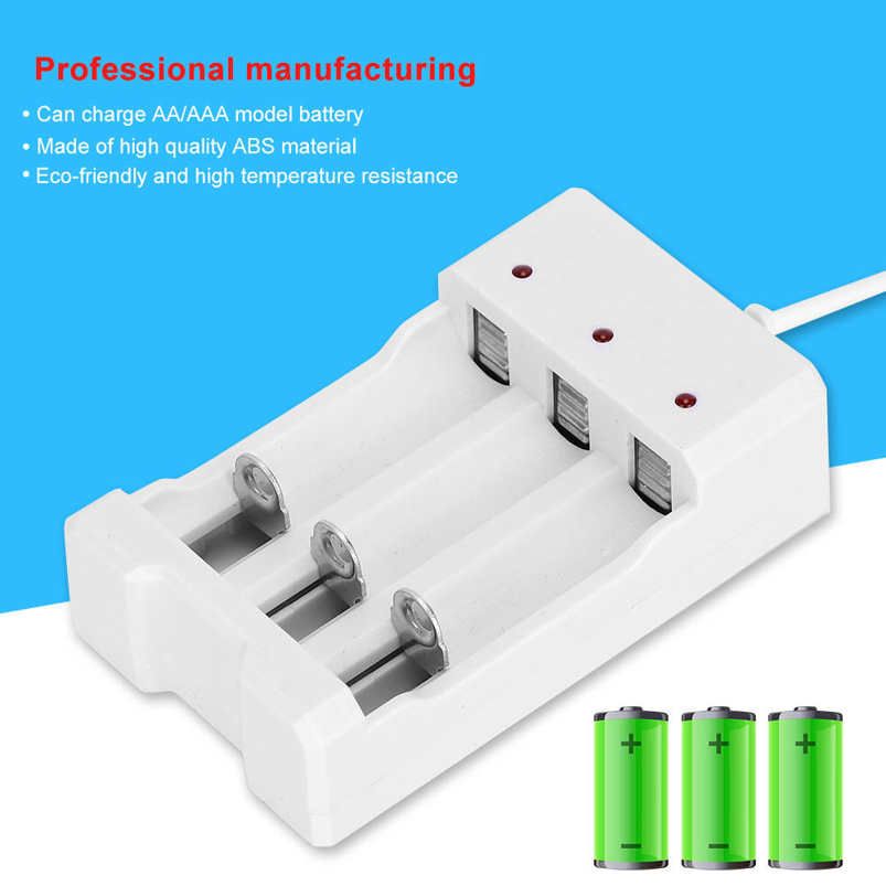 3 Slot Charger A03 White ABS Eco-friendly High Temperature Resistance USB Charging for AA/AAA