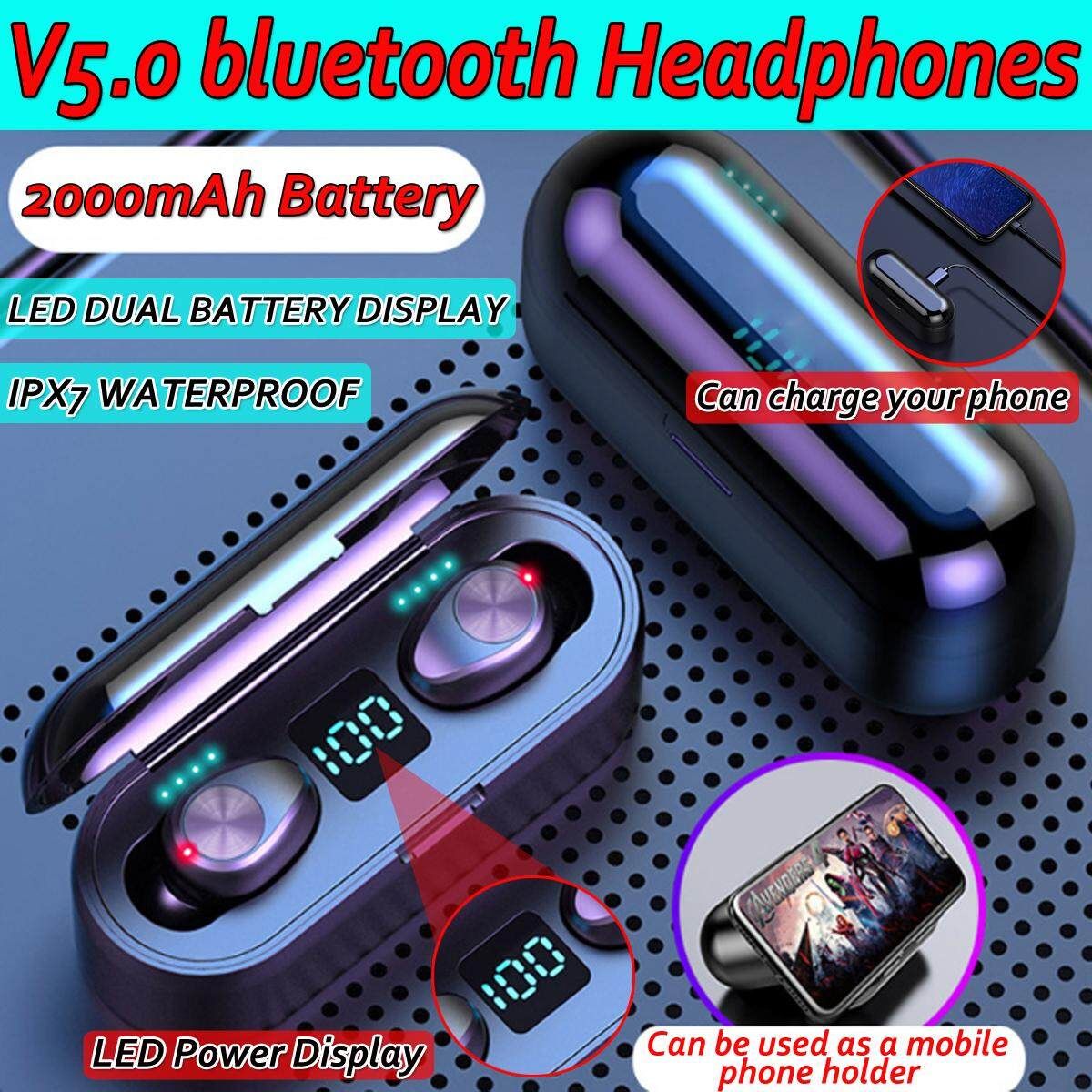 Bluetooth 5.0 Headset Mini ear Wireless Headphones Stereo Earphones 2000mAh
