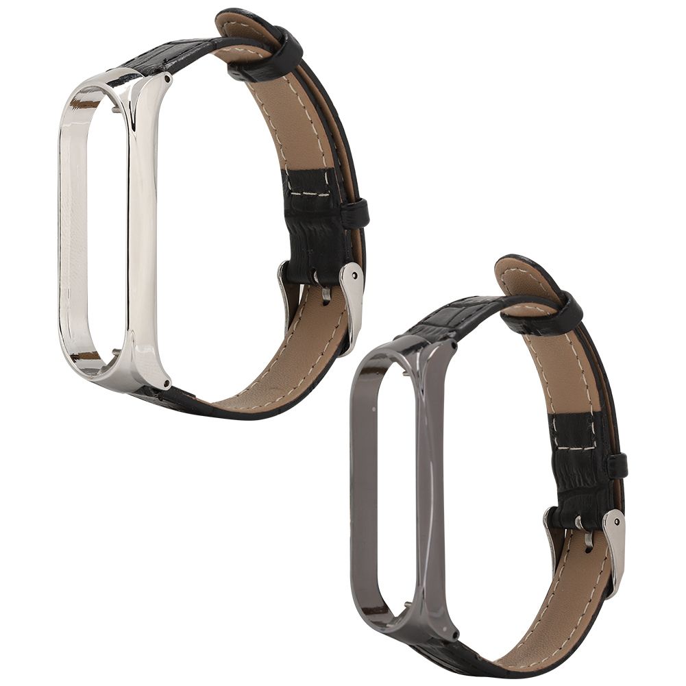 Bracelet Band Fashion Leather Replacement Strap with Metal Suitable for MIUI 3/4