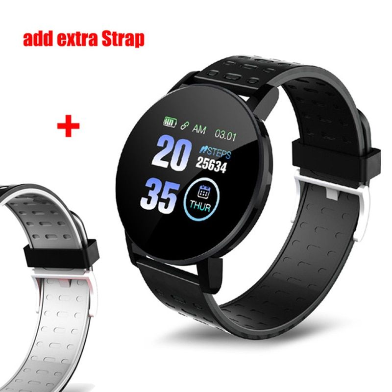 2020 119 Plus Smart Watch Men Women Blood Pressure Waterproof Sport Round Smartwatch Smart Clock Fitness Tracker For Android IOS
