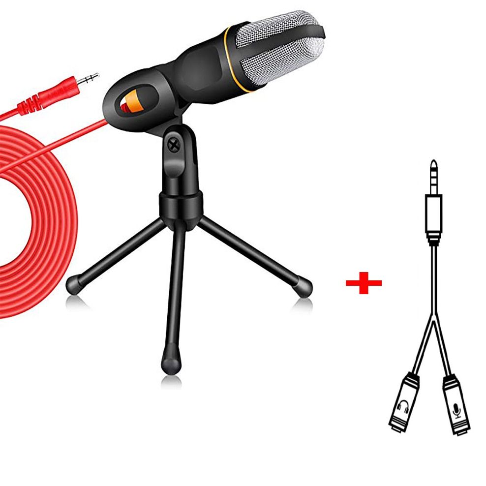 Microphone for Computer 3.5mm Cable Stereo Microfone for Podcast Singing  Mic With Desktop Tripod for Phone 1 point 2 cable