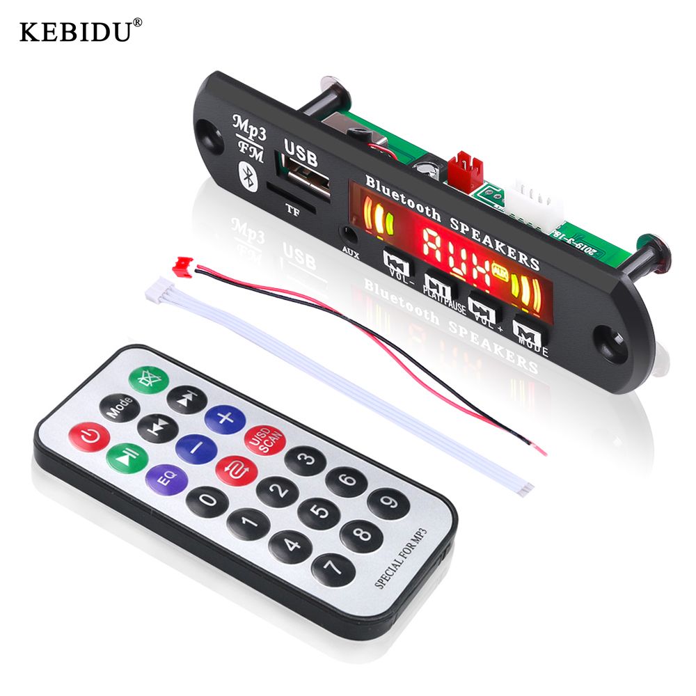 Kebidu Bluetooth 5.0 MP3 Decoder Board WMA WAV FLAC APE USB TF FM AUX Audio Decoding Module with Recording Mic Call Remote Control