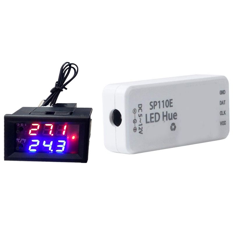 BRADOO- 1 Set Electronic Temperature Controller Switch & 1 Pcs Bluetooth SP110E Mini Controller