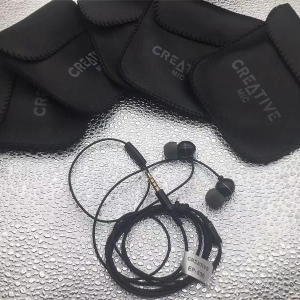HIGH Quality Creative High Bass Audio Earphone with Pouch - Black