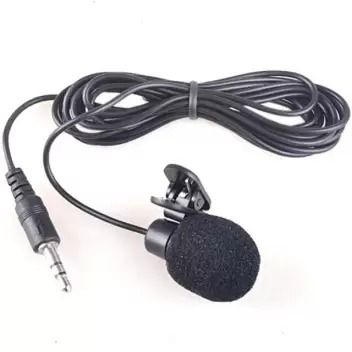 3.5mm Clip-on Lapel Microphone Hands Free Wired Condenser Mini Lavalier Mic - Black