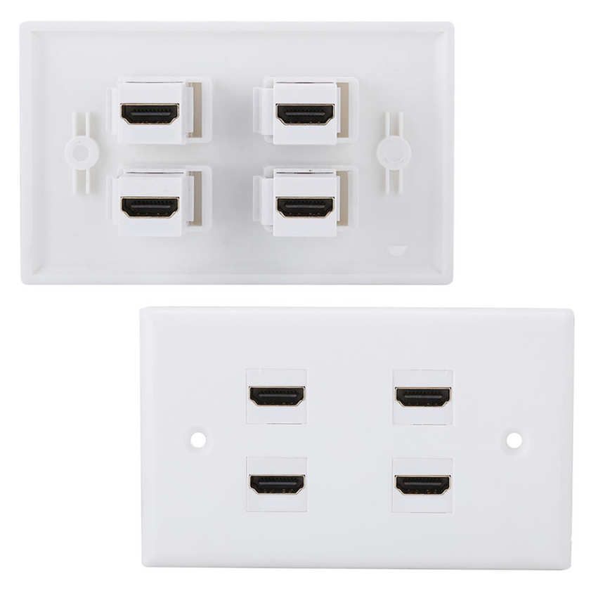HDMI Wall Plate 4-Port Buckle Coupler Cover Audio Video HDTV Panel