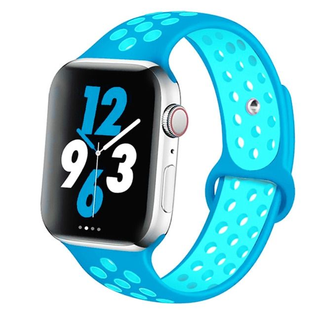 Silicone Breathable Sport Belt Strap For Apple Watch Band 40 44 38mm 42mm Rubber Smartwatch Wristband iWatch serie 3 se 4 5 6
