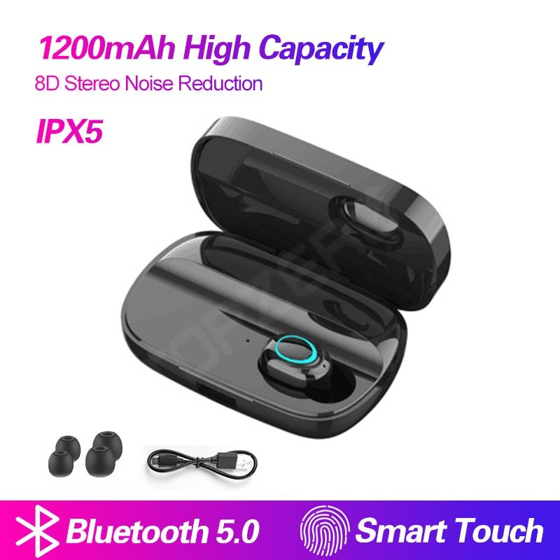 Bluetooth 5.0 Earphones 3500mAh Capacity TWS Wireless Headphones 8D Stereo Noise Reduction Headset Smart Touch Dual Call Earbuds