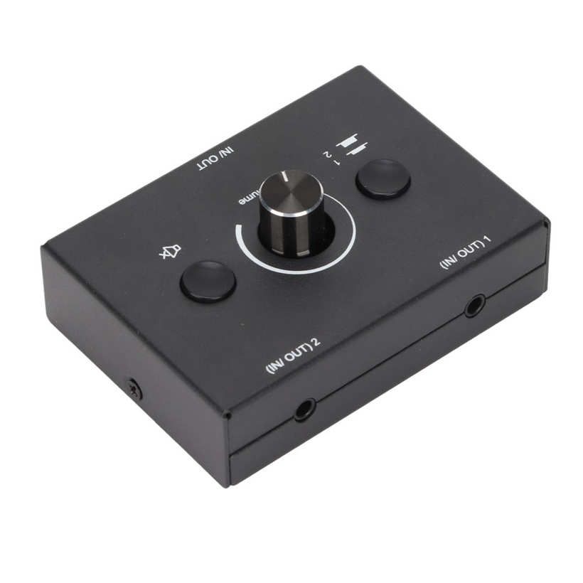 Sala Meng 3.5mm Switcher 2 Input 1 Output Or Splitter Box with One Key Mute Button