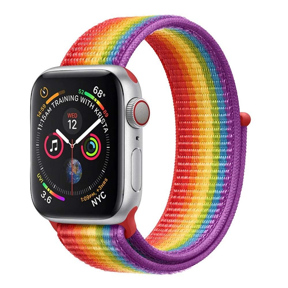 (logic gadget ) 42/44mm Nylon Replacement Strap Apple Watch-Rainbow