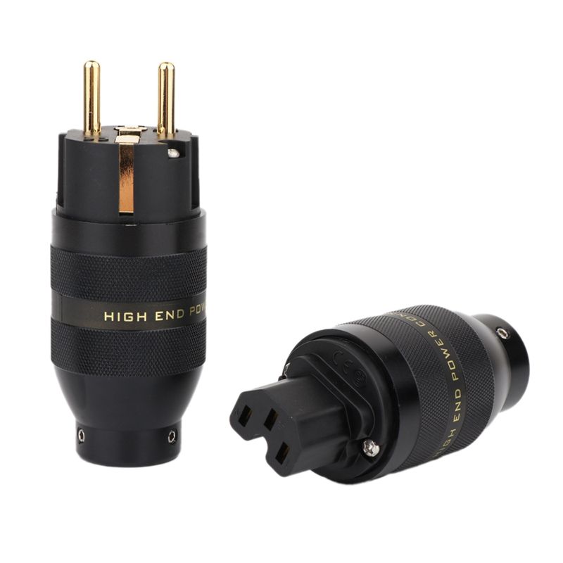Gold-Plated European Standard Audio Plug Audio Power Male Female Plug HIFI Amplifier Power Plug(EU Plug)