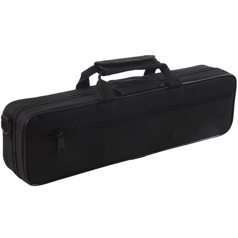 Nylon Padded Flute Bag Carry Case Cover Shoulder Strap 39x7x11cm Black