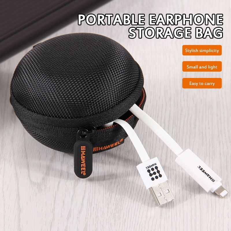 Nylon In-ear phone Case Carrying Bag With Zipper Round Mini Waterproof Storage Box With Mesh Pocket Organizer Portable For Headset Key Money Coin