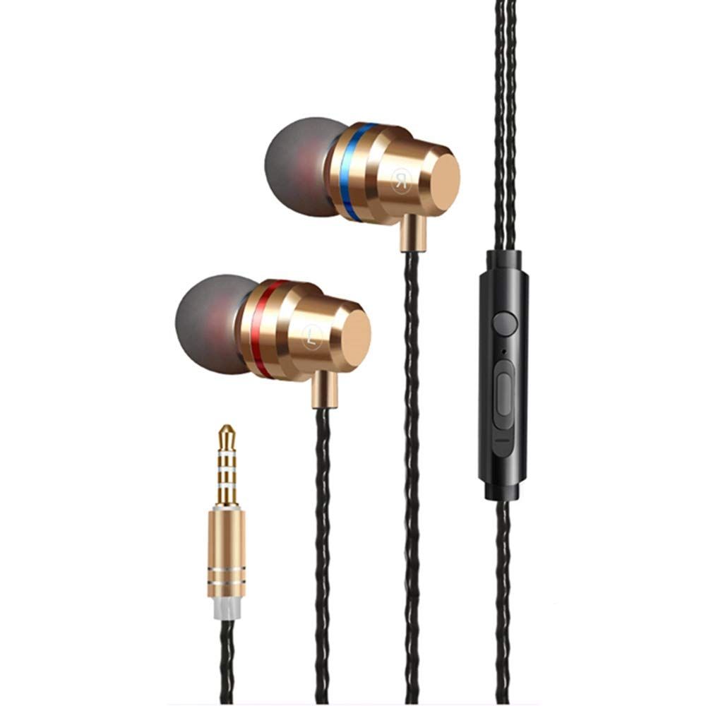 Yfashion In-Ear Earbud Headphones Heavy Bass Wired Headset Metal Earbud with cphone Stereo Sound Effect