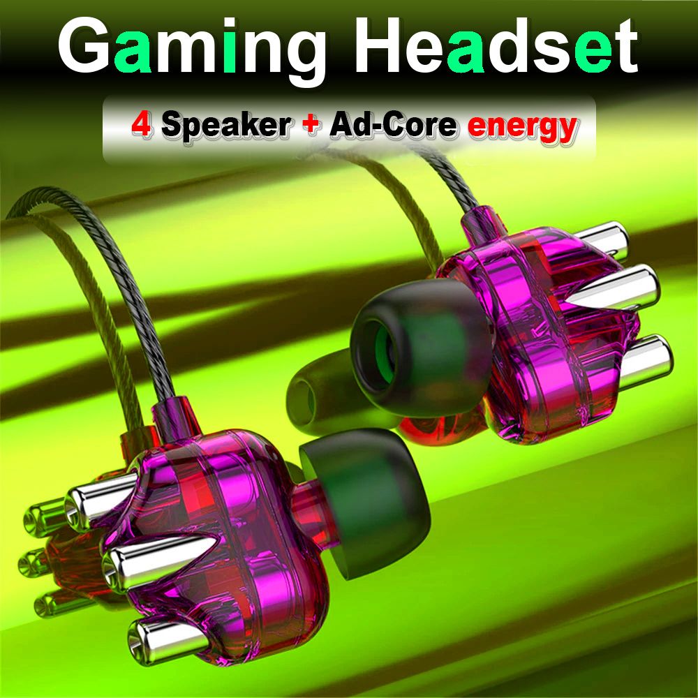 Gaming Dual Speaker Super Bass 3D Stereo Earphone Music in Ear Stereo Headphone