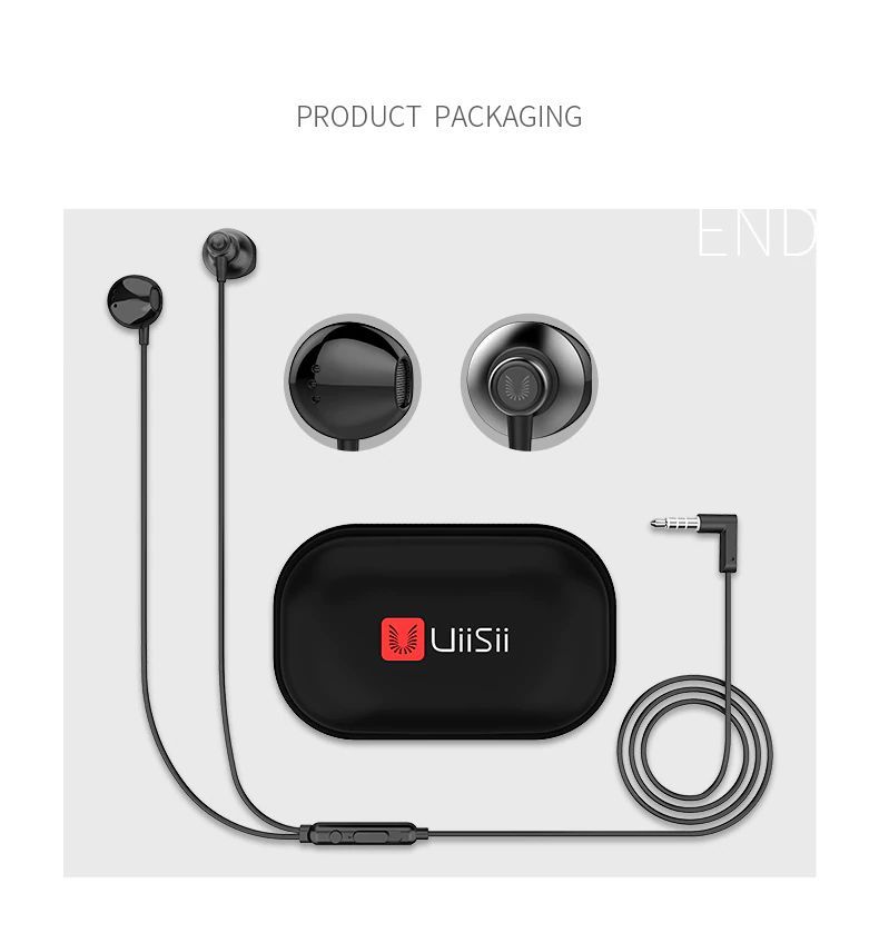 UiiSii HM12 Half in-Ear Headset Metal Bass Music Earphone Wired Headphones with Mic