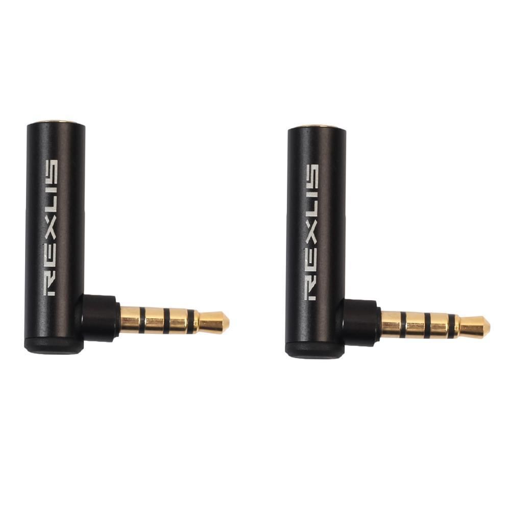 90 Degree Right Angled 3.5mm Male to Female Adapter Connector Stereo Plug(Black)-2 pcs