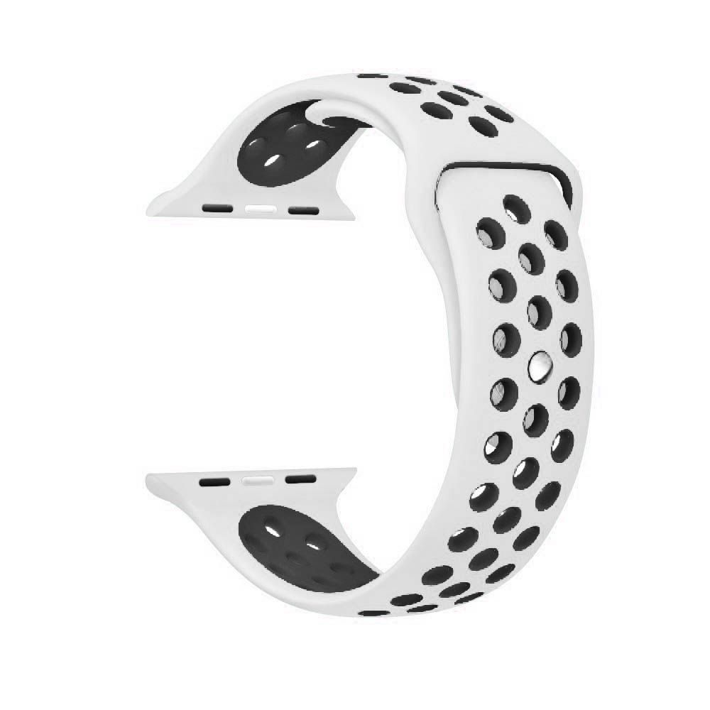 42mm/44mm Soft Fashion Silicone Replacement Strap For Smart Watch-White&Black