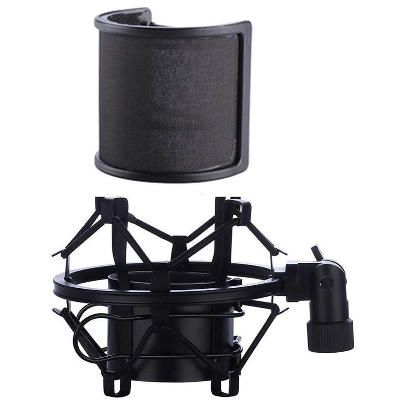 NYT Microphone Shock Mount With Microphone Fir Windscreen Suspension Shock Mount Holder Clip