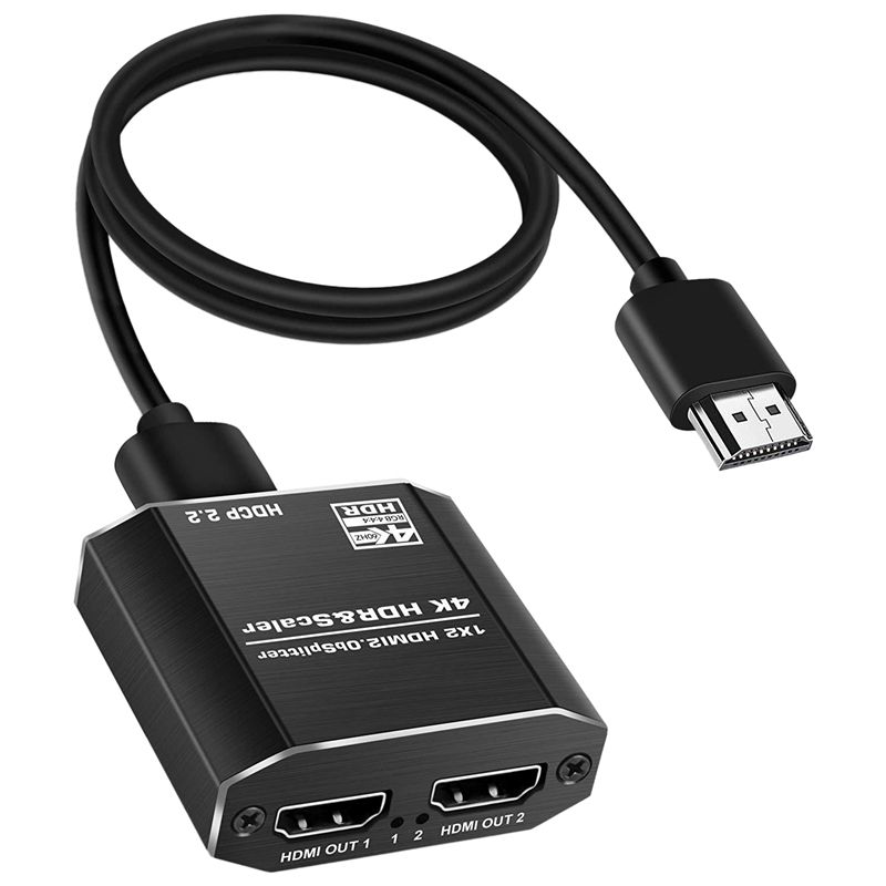 HDMI Splitter One Input Two Output 2.0 Decoder 4Kx2K HD Video HDMI Switcher Smart EDID 1080P@60HZ(EU Plug)