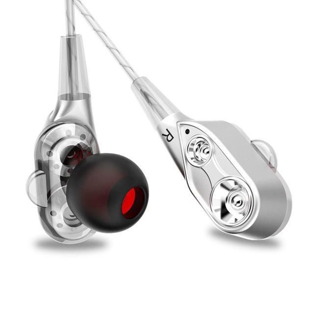 In-Ear Wired Earphone High Bass Dual Drive Stereo Earphones with Microphone Computer Earbuds for Phone Sports