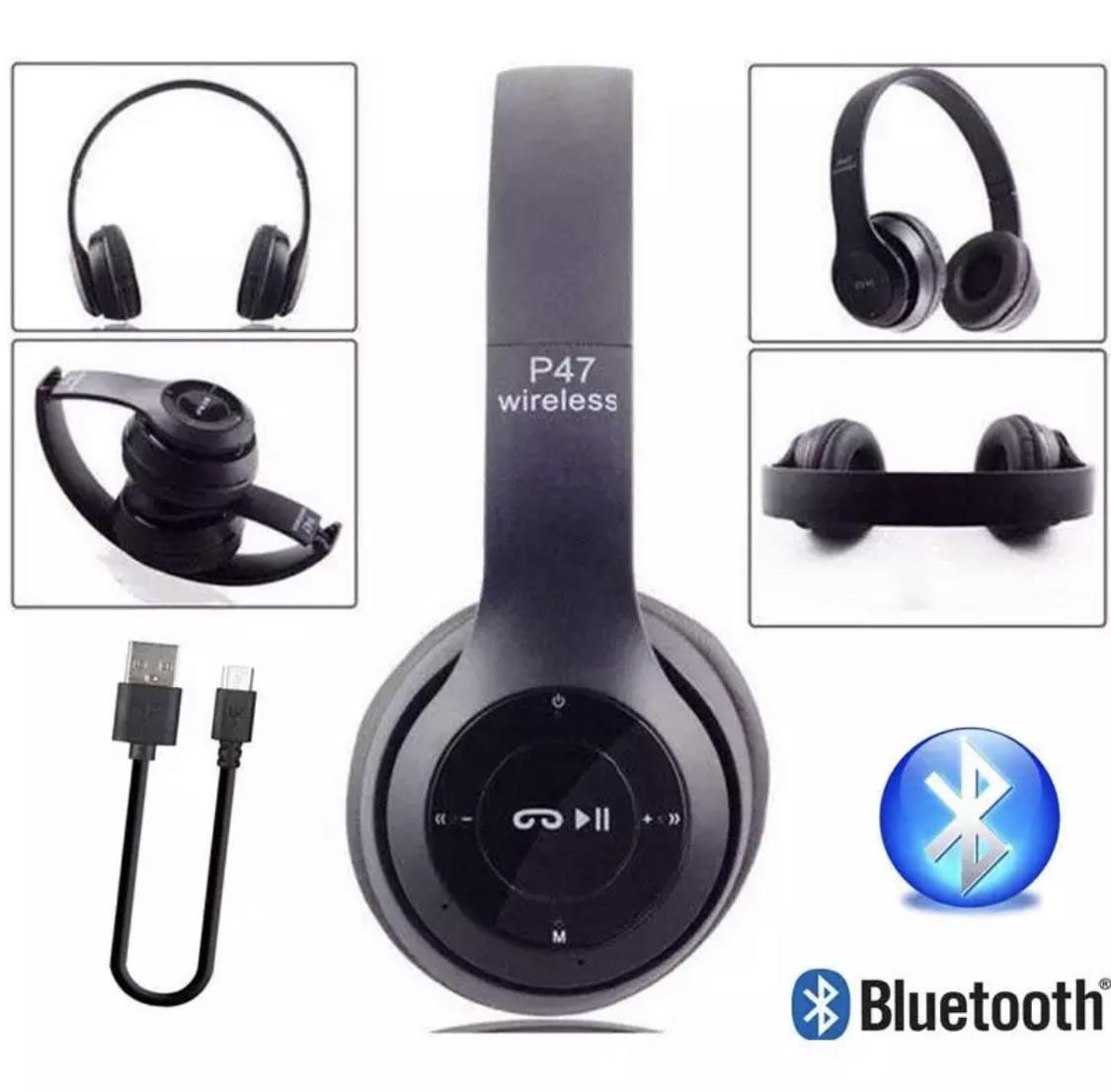 P47 Foldable Wireless Bluetooth Headphones with SD Card Slot