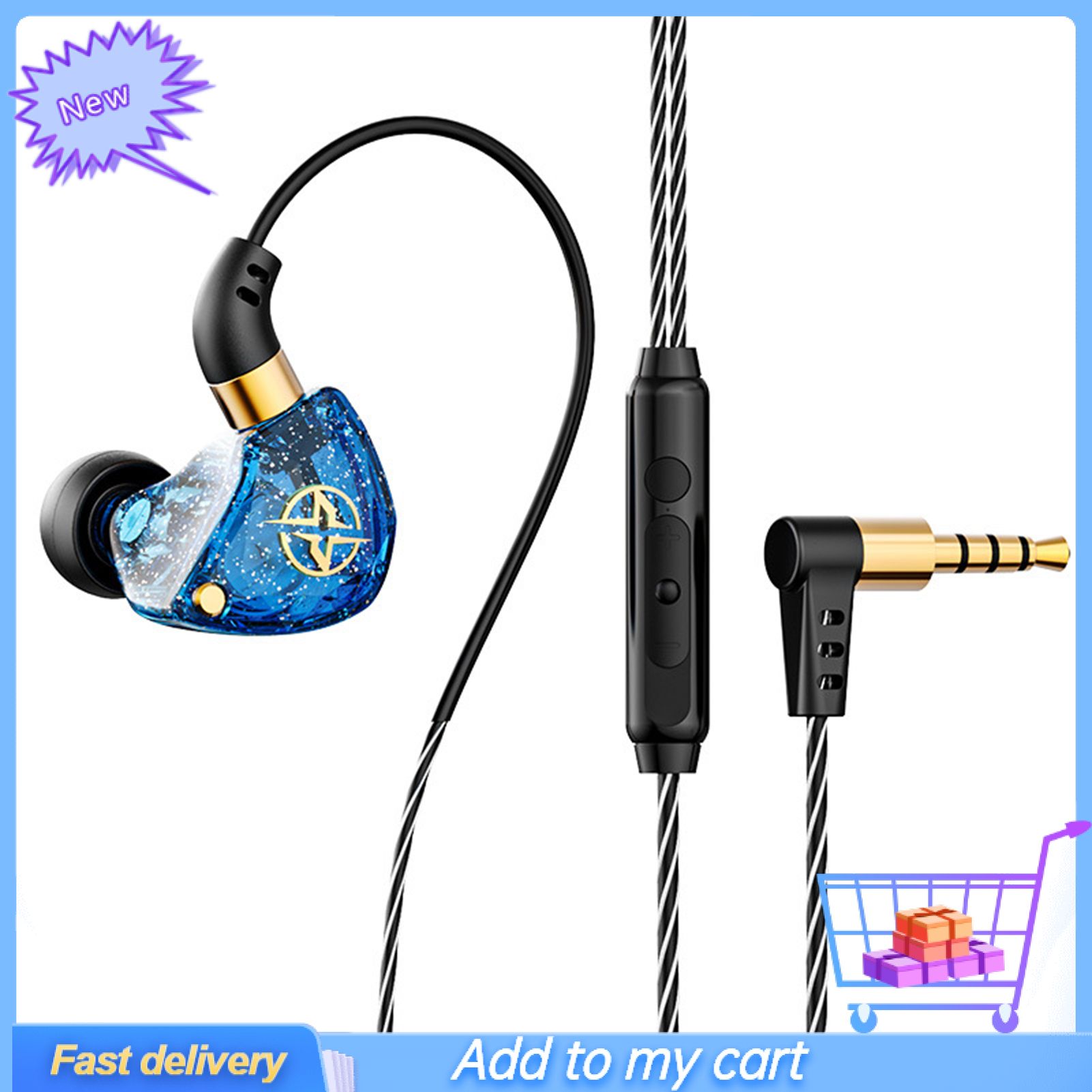 GreenForest X6 1.2m Wrap Around In-ear Wired Earphone Subwoofer 11.6mm Large Moving Coil Headphone for Sports
