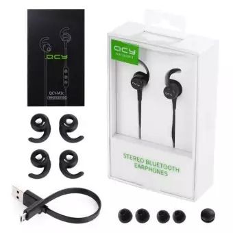 QCY M1C 5.0 Magnet Adsorption Bluetooth Headphones Wireless Earphones Sports IPX4 Headphone with Mic For Phones - Black