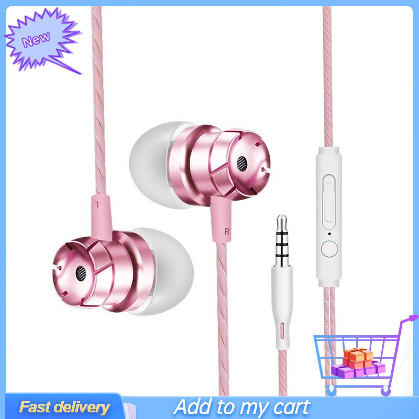 GreenForest Wired Earphone In-ear Heavy Bass Metal Line Control Headphone Headset with Mic for Gaming