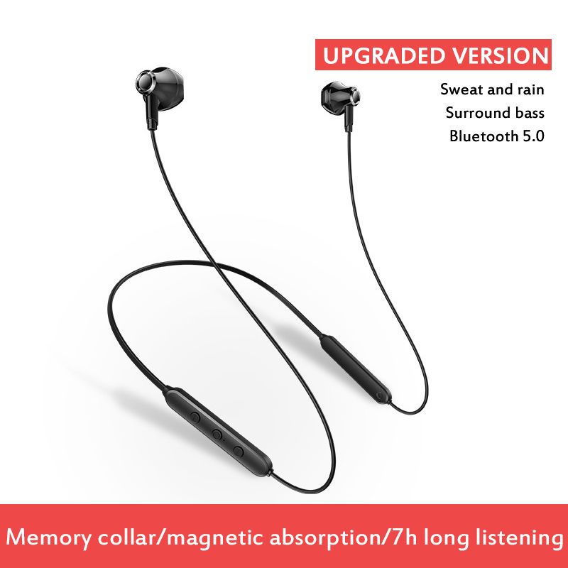Black/Red Sports Bluetooth Headsets 5.0 IPX5 Grade Waterproof Long-lasting Endurance Mini Smart Neck-mounted Bluetooth Earplugs With Absorption Good effect and easy to use