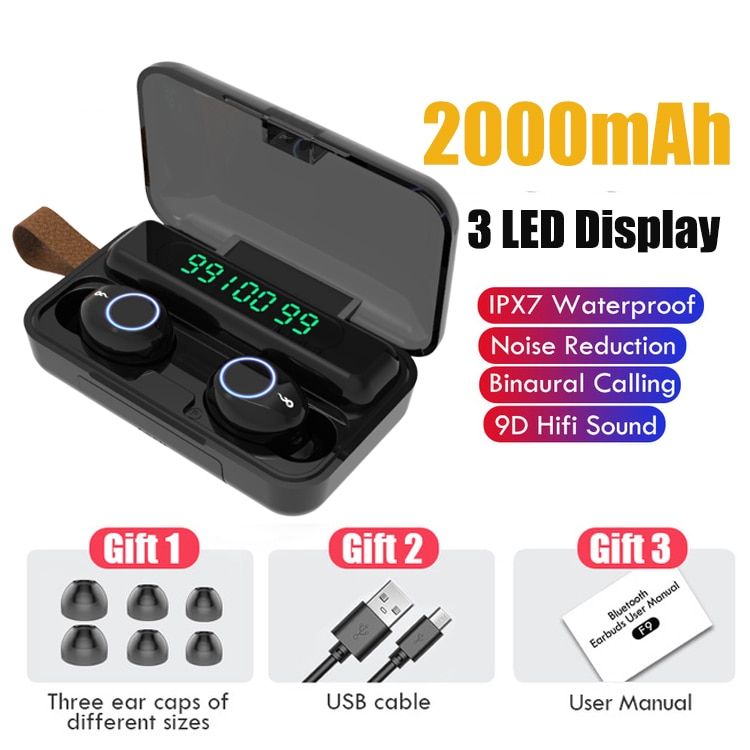New Bluetooth Headphones Wireless Earphone 9D Stereo Bluetooth 5.0 Earphone Sport Waterproof Mini Earbuds Headset for cellphone