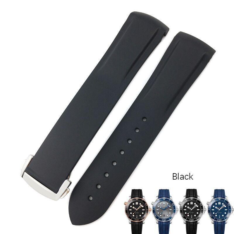 18mm 19mm 20mm 21mm 22mm Rubber Silicone Watch Bands For Omega Seamaster 300 speedmaster Strap Brand Watchband blue black orange