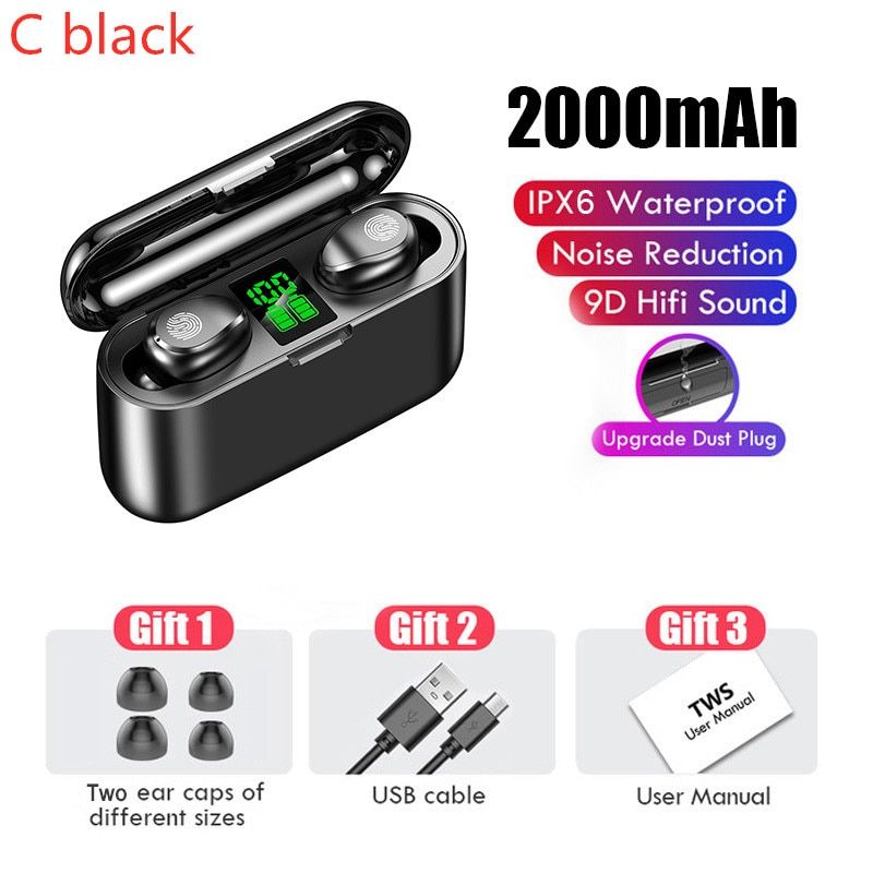 TWS Bluetooth Headphone Wireless Sports Earphone Mini Gaming Headset with Mic Waterproof Earbuds for Xiaomi Huawei Oppo Iphone