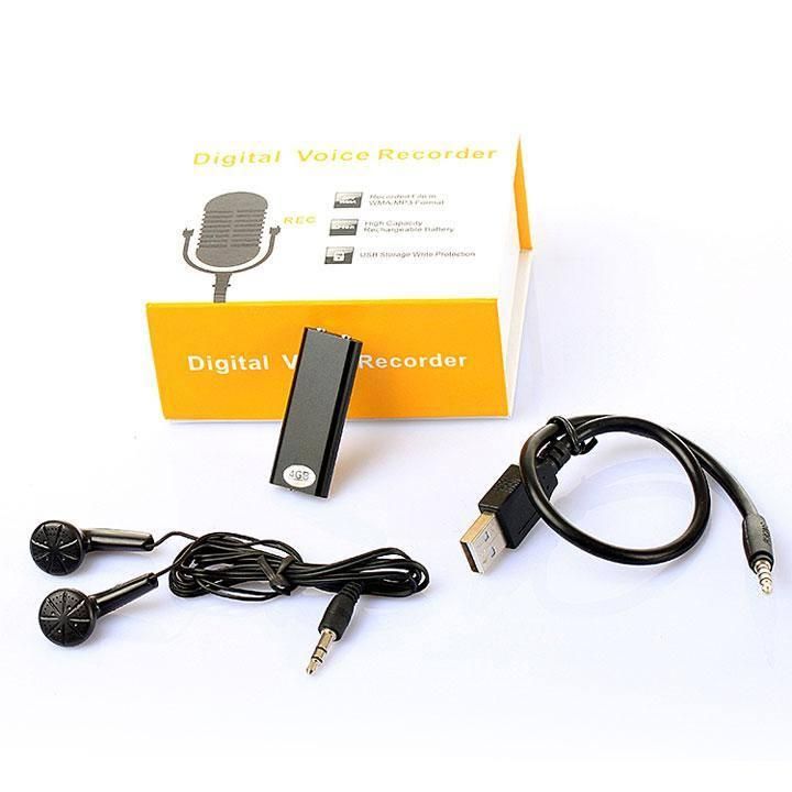 Mini Digital Voice Recorder 8GB With MP3 Player - Black