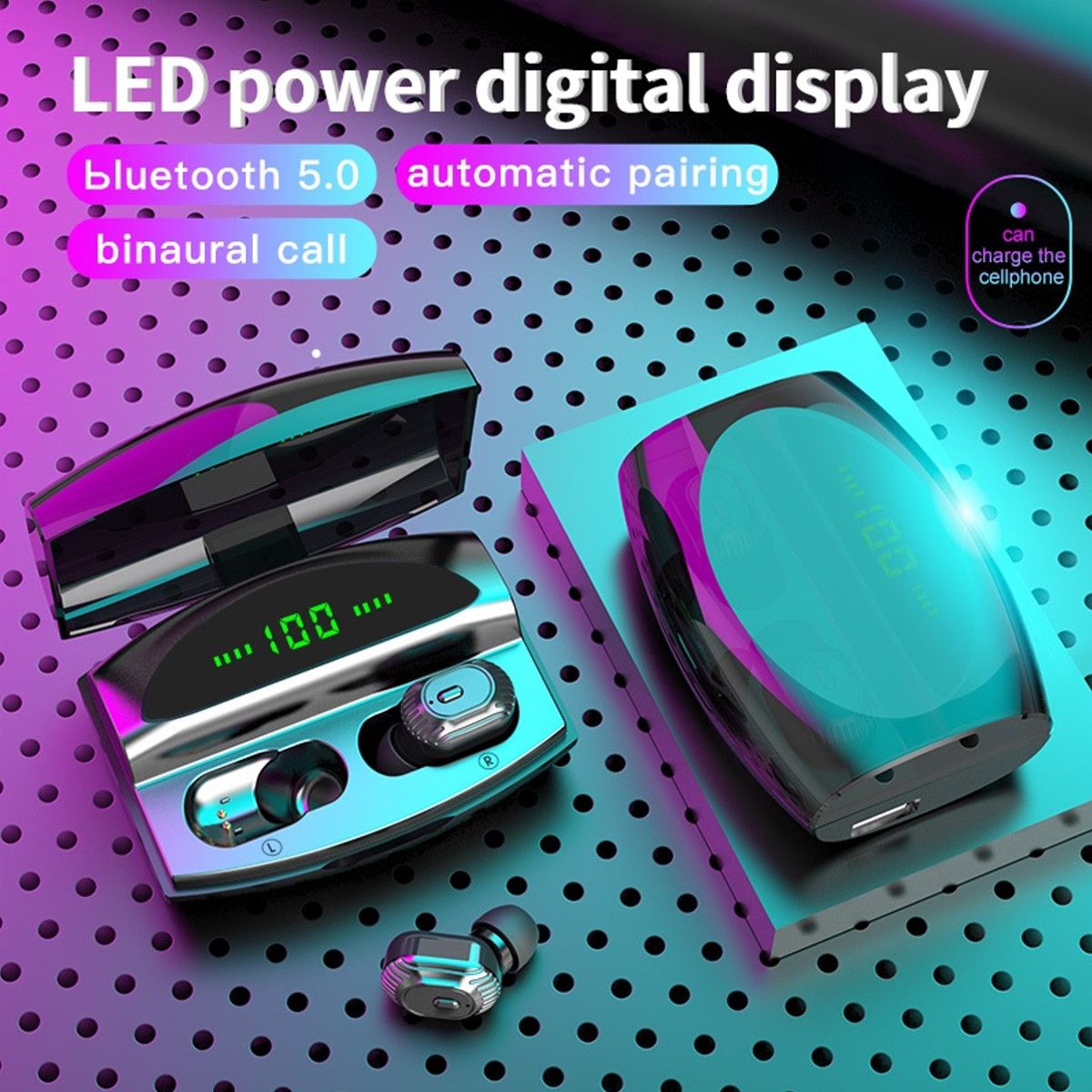 XG20 TWS bluetooth Earphones LED Display 1800mAh Power With Mic Stereo Wireless Earphone Waterproof Sports Music Earbuds