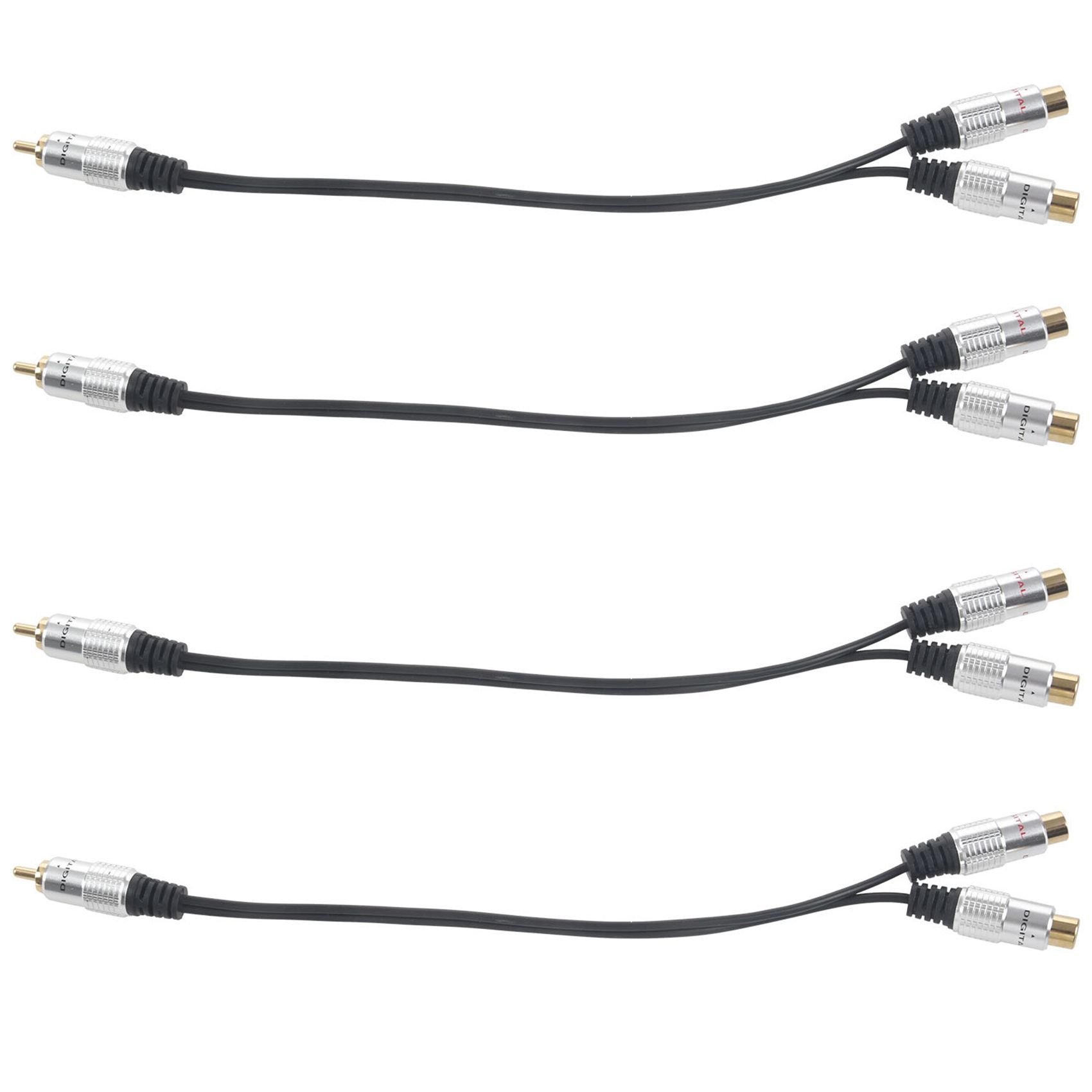 4X Metal RCA Female to Dual 2-RCA Male Gold Plated Adapter, Stereo Splitter Y Cable(RCA F-2 RCA M) (1 Male to 2 Female)