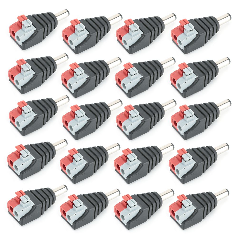 20Pcs Male Connector Cable Terminal DC Power Plug Adapter For LED Light Strip