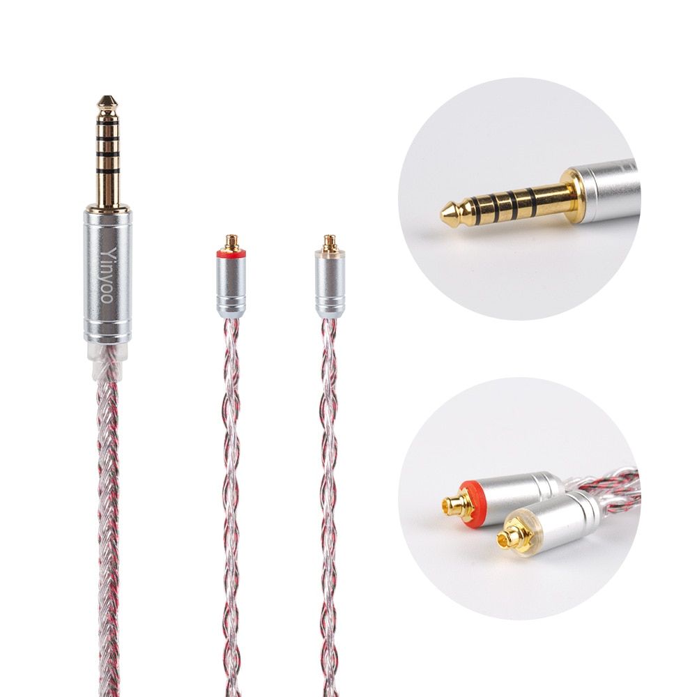 AK Yinyoo 16 Core Silver Plated Cable 2.5/3.5/4.4mm Balanced Earphone Upgrade Cable With MMCX/2Pin for ZS10 PRO AS16 AS12 ZSX