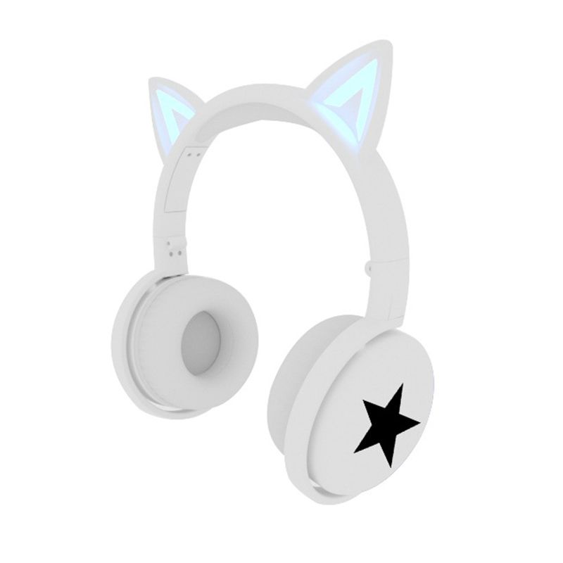 BK3 cat ear luminous head-mounted bluetooth headset new wireless cartoon folding heavy bass colorful 3.5m stereo jack for PC Phone Simple Fidelity design