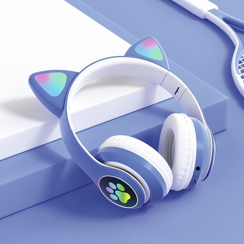 Flash Light Bluetooth Wireless Headphone with Mic LED Kid Girl Stereo Bass Music Helmet Phone Headset Gift