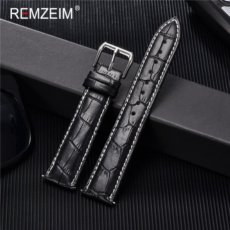 Calfskin Leather Watch Strap 16mm 18mm 20mm 22mm 24mm Watchband For Women Men Watch Accessories Solid Buckle Black Brown