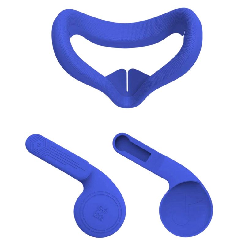 AMVR OOM Silicone Sweatproof Waterproof Anti-Dirty Face Cover & Headset Enhance Ear Muffs for Oculus Quest 2 VR Headset Blue
