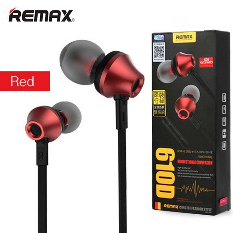 Remax RM 610D Stereo music in-ear earphone Base-Driven High Performance earphone with Microphone and key Control earphones
