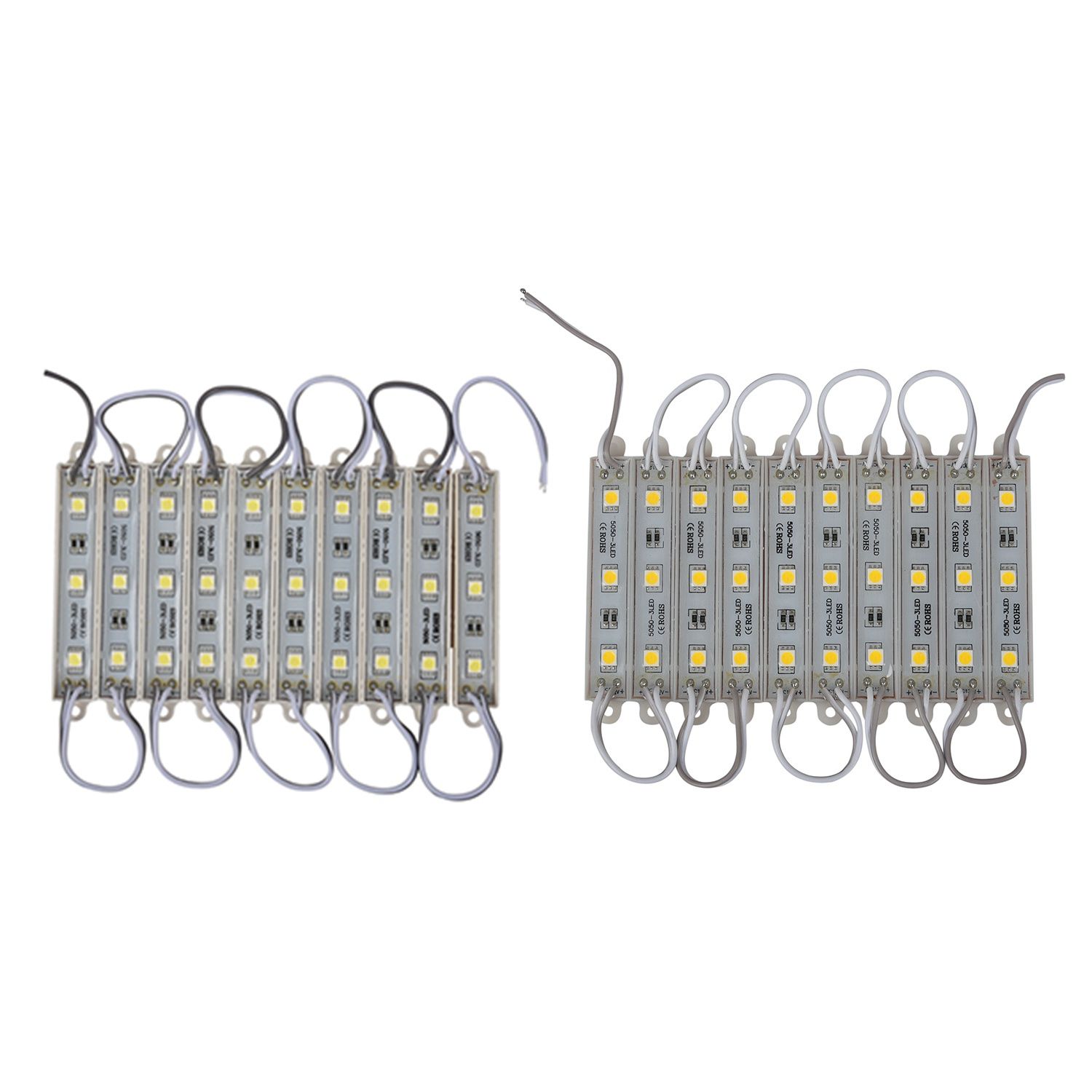 Practical Product 2x10Pcs 5050 SMD 3 LED Module LED Strip String Light Waterproof DC 12V Cool White & Warm White