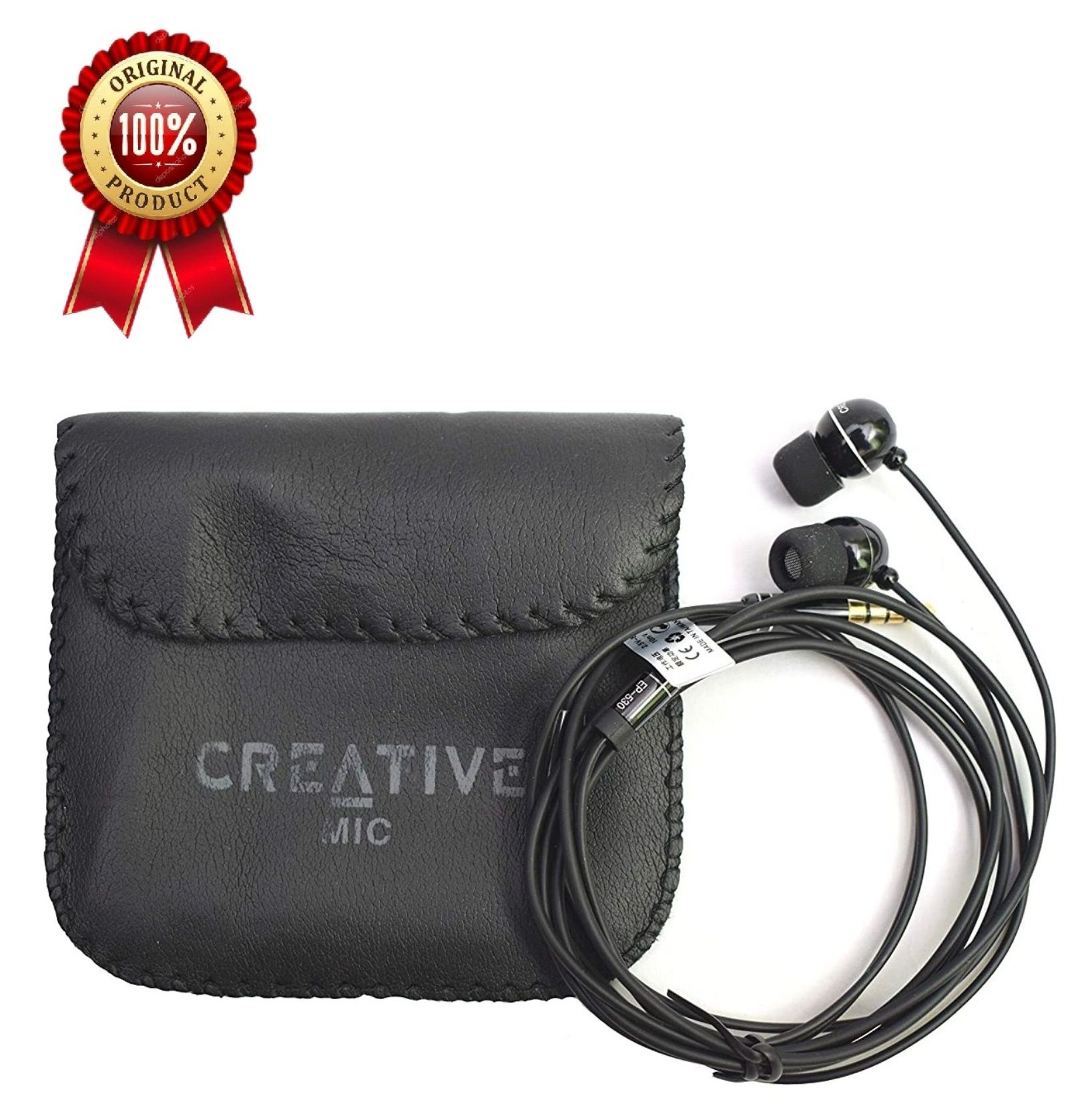 Orignal Creative High Bass Audio Earphone with Pouch EP-530 - Black