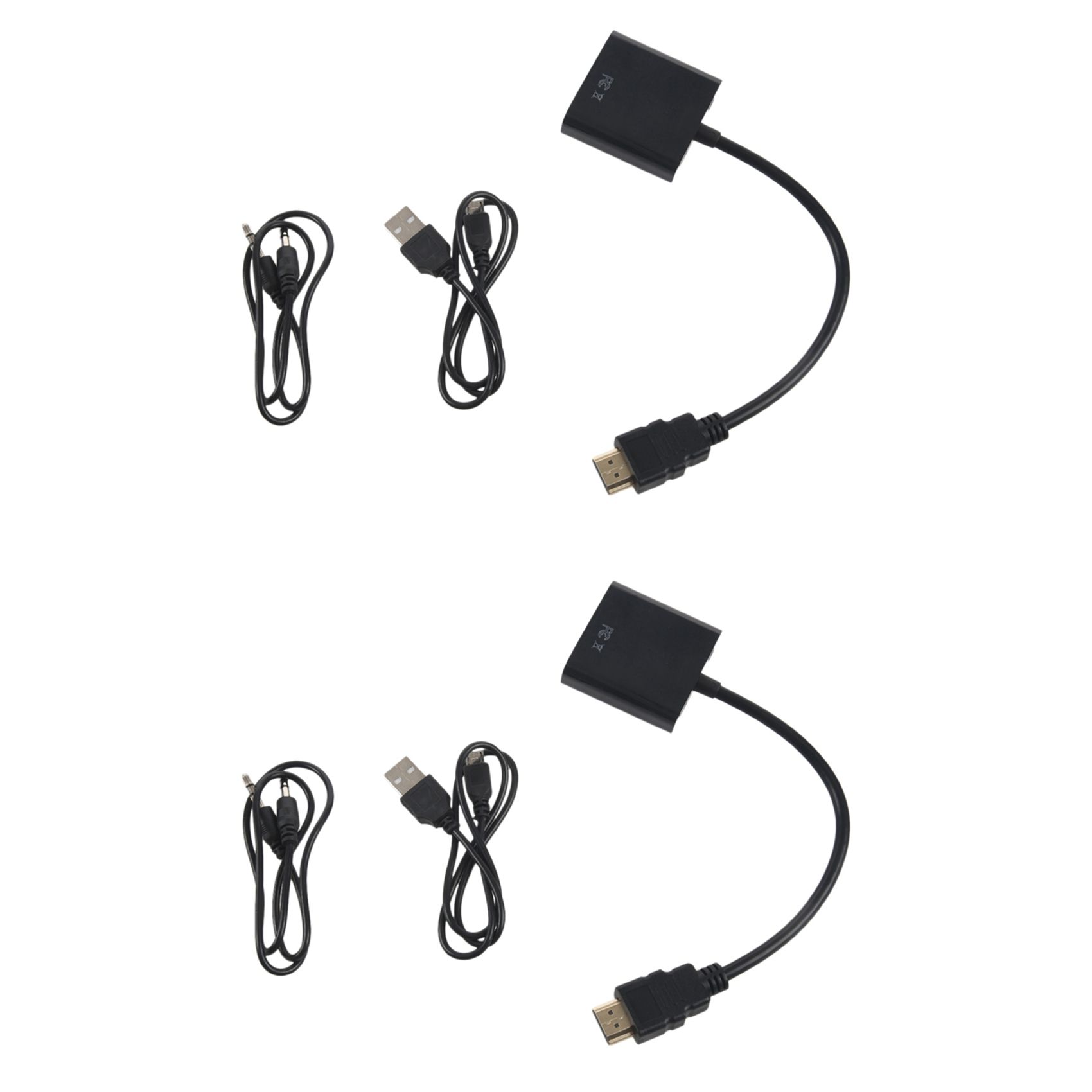 2X 1080P HDMI to VGA with Audio Converter Adapter USB Power Video Cable Black