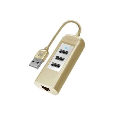 RU-U4 3 USB 2.0 Ports and Network USB HUB – Golden